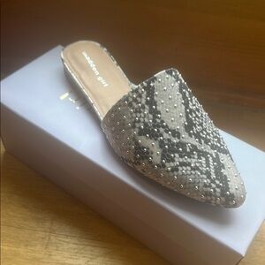 Madden Girl Black and Silver Sequin Mules